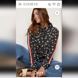 Evereve Charcoal Leopard Hoodie NEW